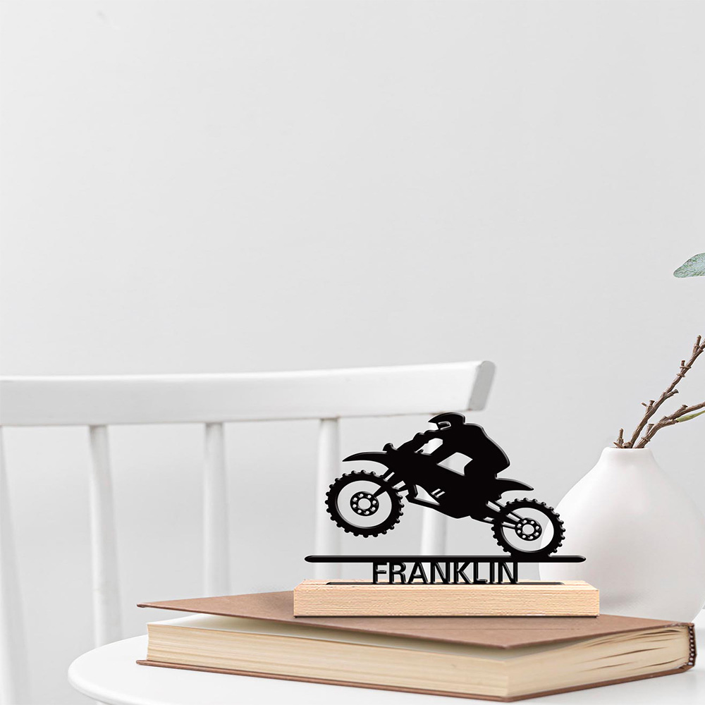 Art Craft Names - 1pc Abstract Motorbike jumping Custom Name