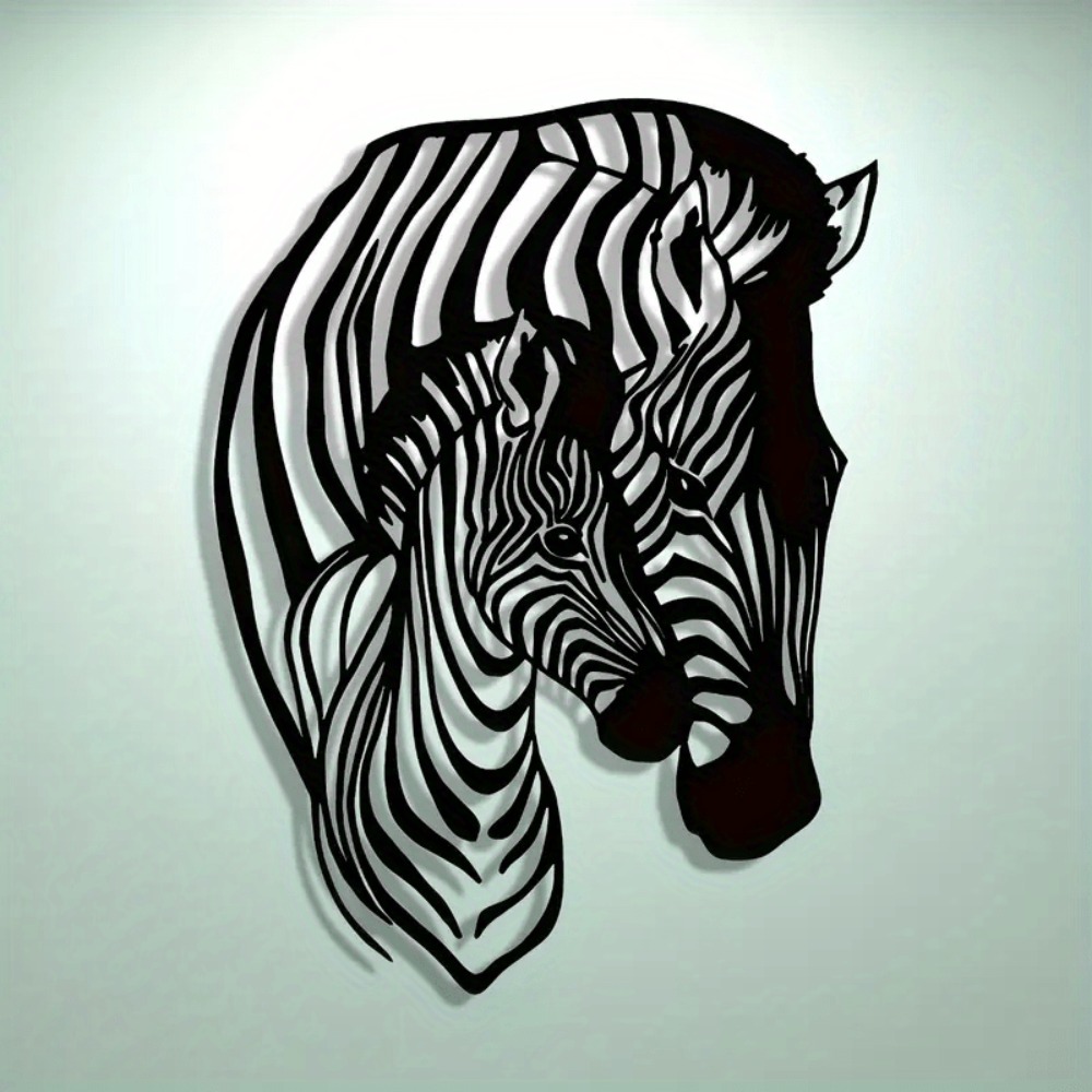 Art Craft Zebra - Elegant Minimalist Zebra Family Metal Wall