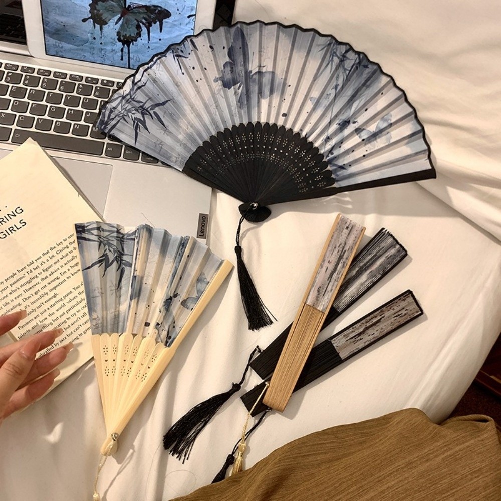 Art And Craft Photos - Vintage with Tassel Folding Fan Art
