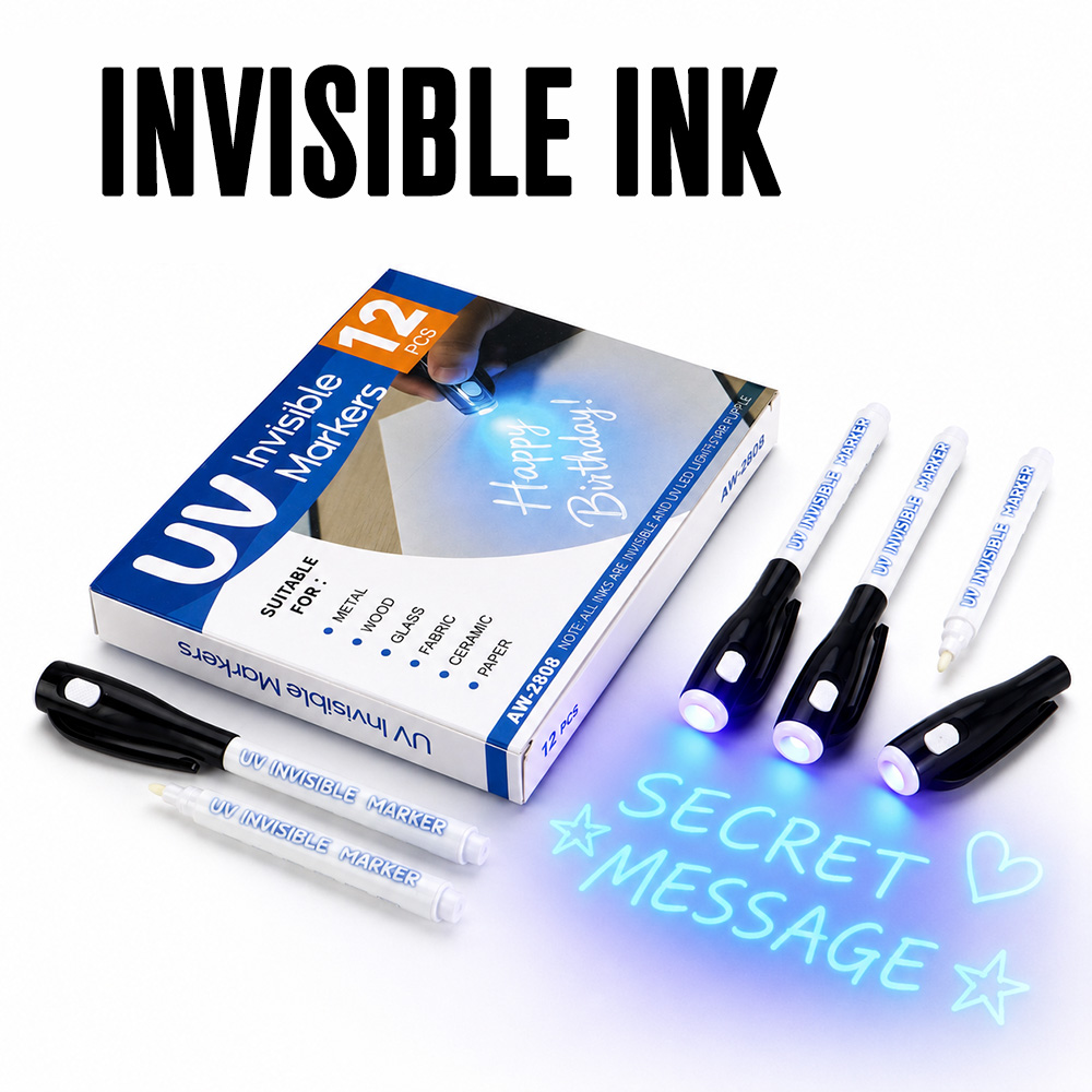 Light Art And Craft - 12Pcs UV Light Invisible Markers Disappearing