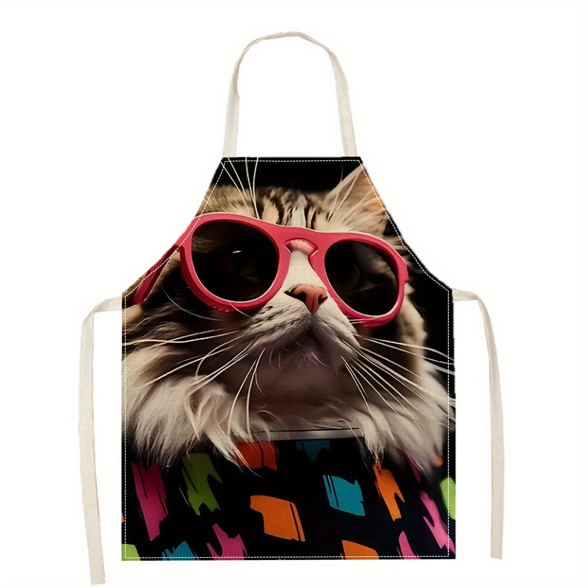 Art And Craft Sunglasses - Linen Apron Funny Cat Sunglasses Print