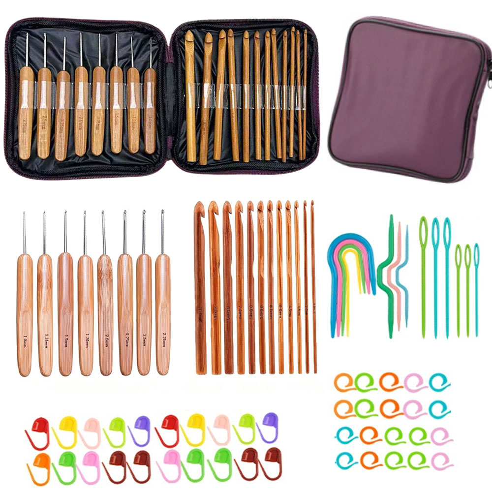 74pcs Bamboo Crochet Hooks Set - Art Craft Material recension och pris