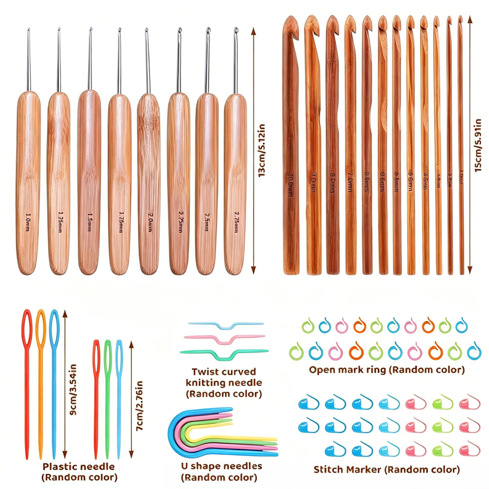 74pcs Bamboo Crochet Hooks Set - Art Craft Material recension och pris