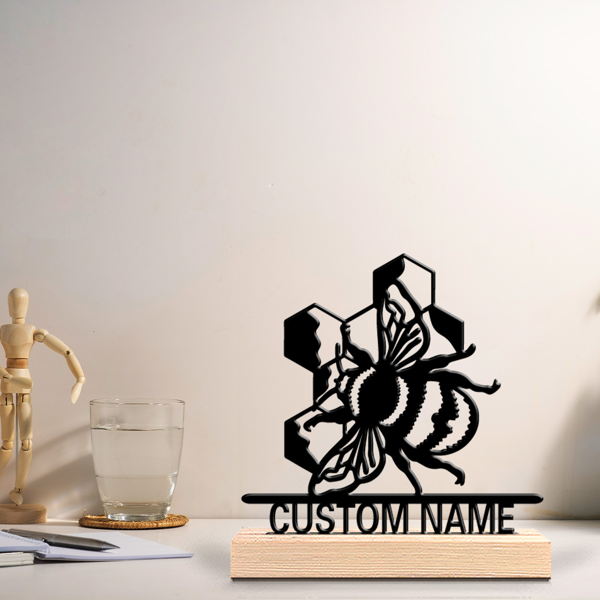 1pc Simple bee Custom Name Met - Art Craft Names recension och pris